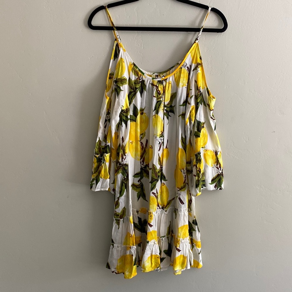Lovely lemons shoulder cut outs dress.